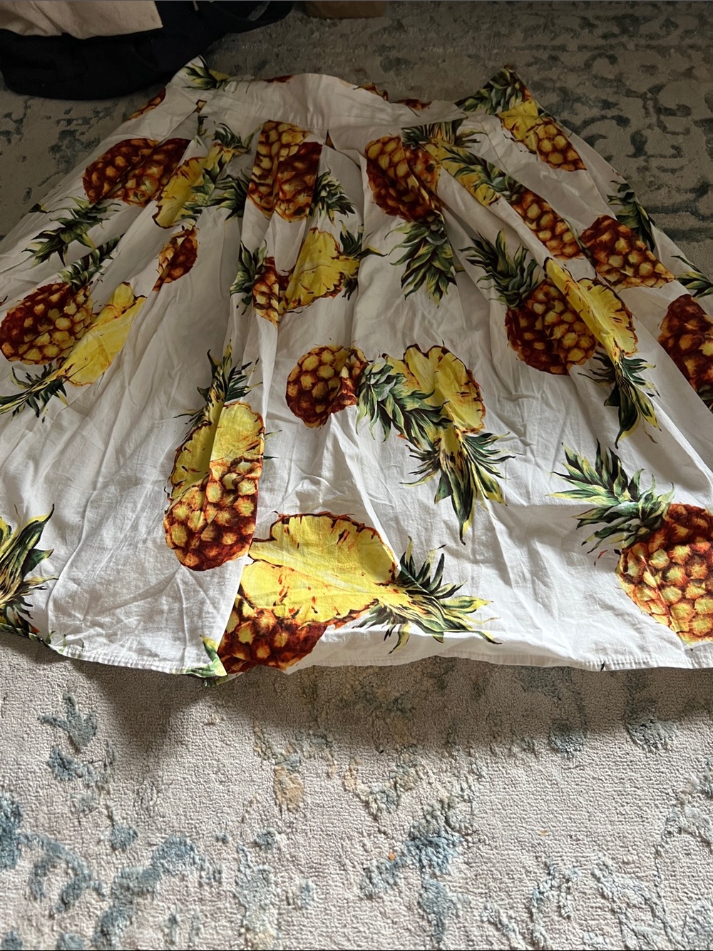 Women’s White Pineapple Print A-Line Skirt